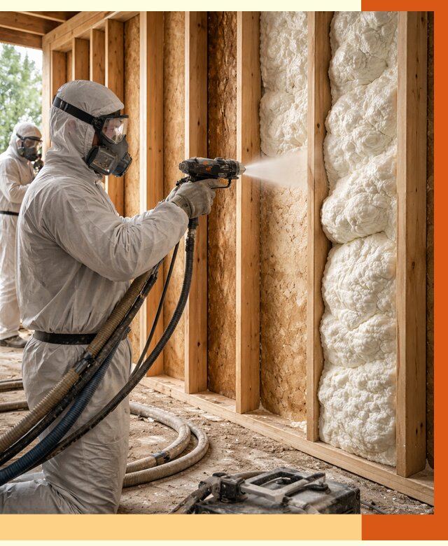 Утепление каркасного дома ППУ в Чехове от 2847 руб./м2 — работа под ключ | ТепломастерЧхв