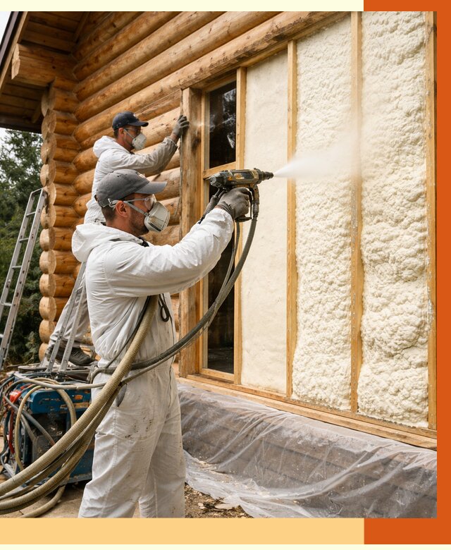 Утепление деревянного дома ППУ в Чехове от 4270 руб/м2 | ТепломастерЧхв — под ключ