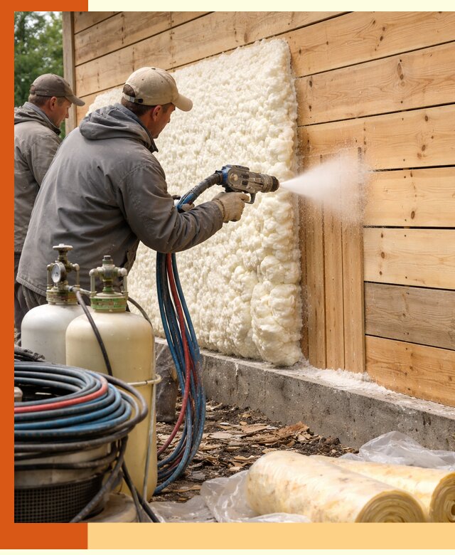 Утепление деревянного дома пенополиуретаном в Чехове
