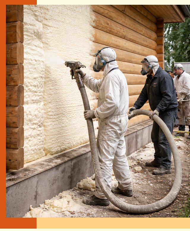 Утепление дома из бруса пенополиуретаном в Чехове