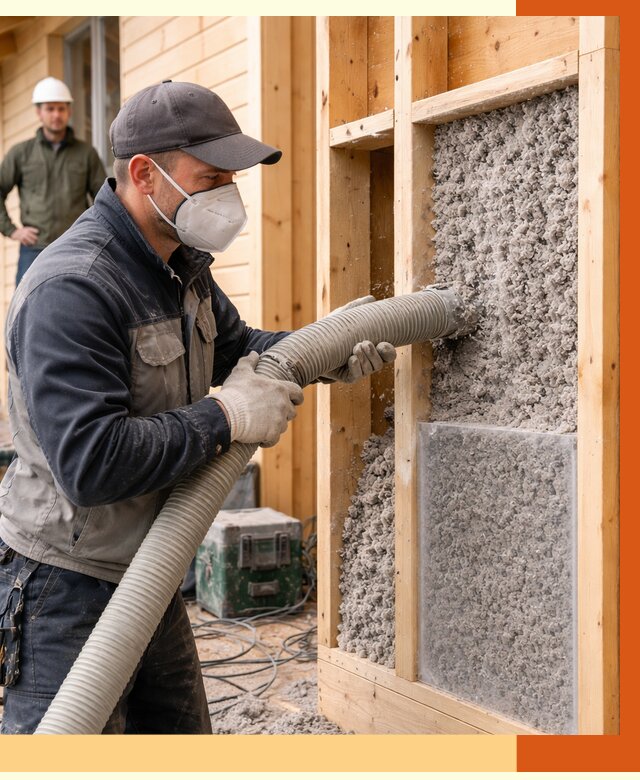 Утепление дома из бруса эковатой в Чехове от 1881 руб/м2 | ТепломастерЧхв