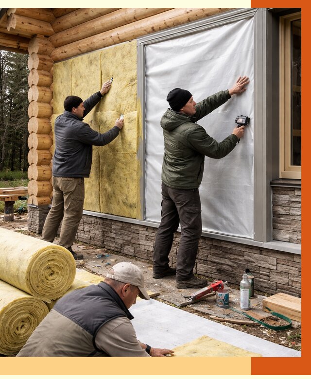 Утепление бревенчатого дома в Чехове от 7778 руб/м2 — заказать под ключ | ТепломастерЧхв