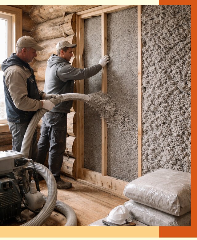 Утепление бревенчатого дома эковатой в Чехове от 2796 руб. | ТепломастерЧхв