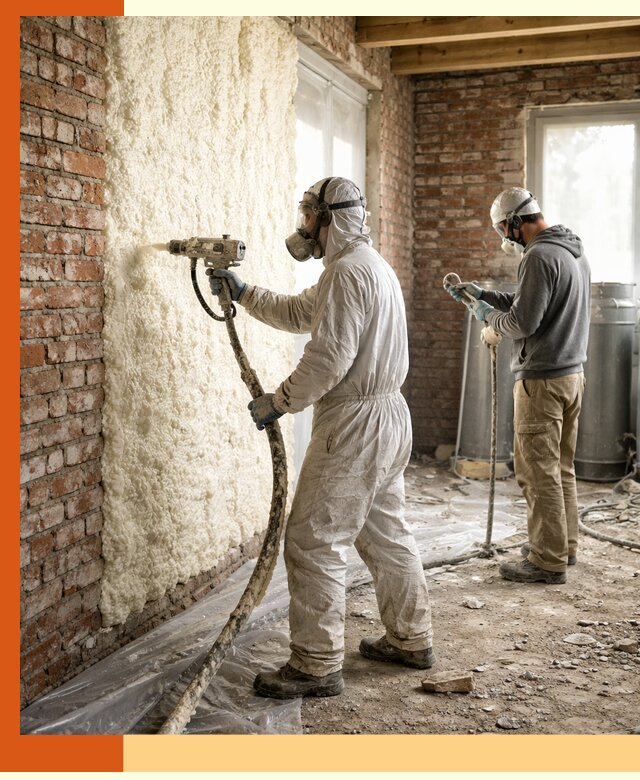 Утепление кирпичного дома пенополиуретаном в Чехове