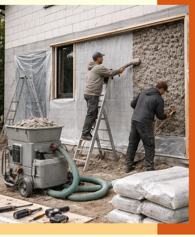 Утепление дома из газобетона эковатой в Чехове от 4575 руб./м2 | ТепломастерЧхв