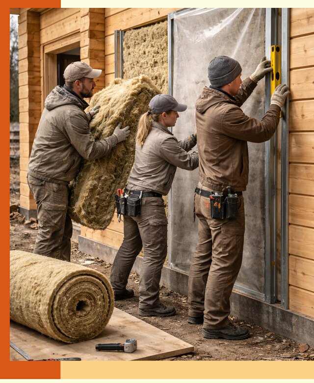 Утепление дома из двойного бруса в Чехове качественно и надёжно