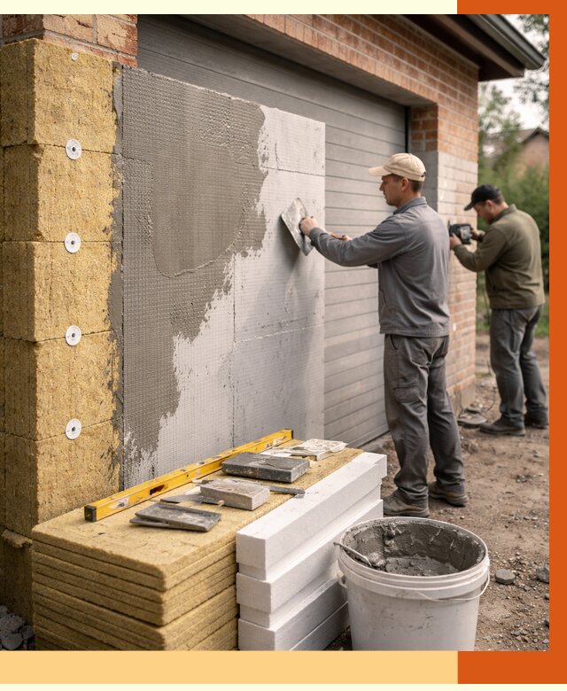 Утепление гаража снаружи в Чехове от 4270 руб. за м2 — наружное утепление под ключ | ТепломастерЧхв