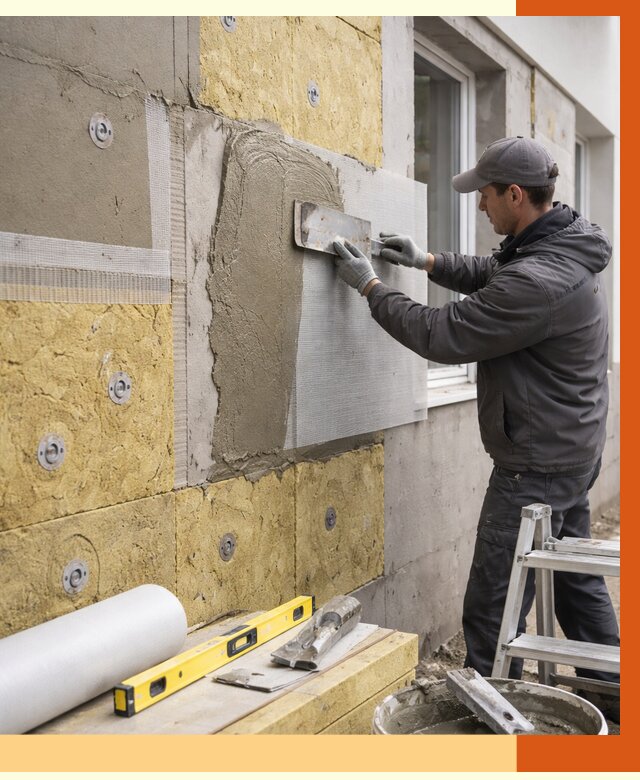 Утепление фасада под штукатурку в Чехове от 4270 руб/м2 — монтаж пенопластом и минватой | ТепломастерЧхв