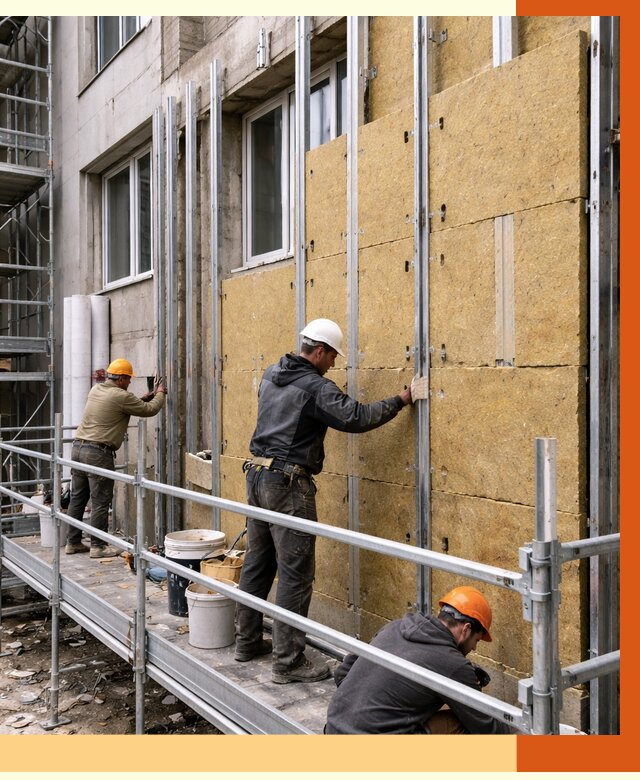 Утепление вентилируемого фасада в Чехове от 5694 руб/м2 — монтаж и утепление вентфасад | ТепломастерЧхв