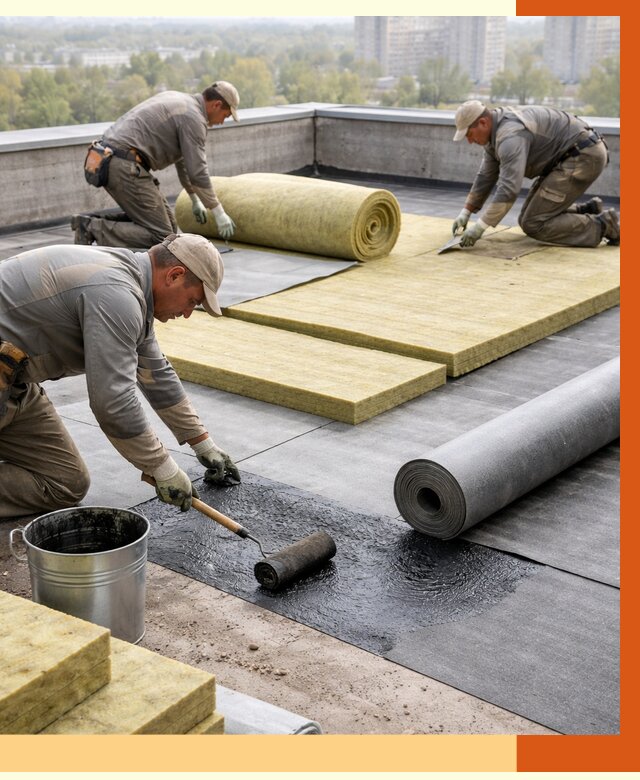 Утепление плоской крыши в Чехове от 7320 руб./м2 под ключ | ТепломастерЧхв