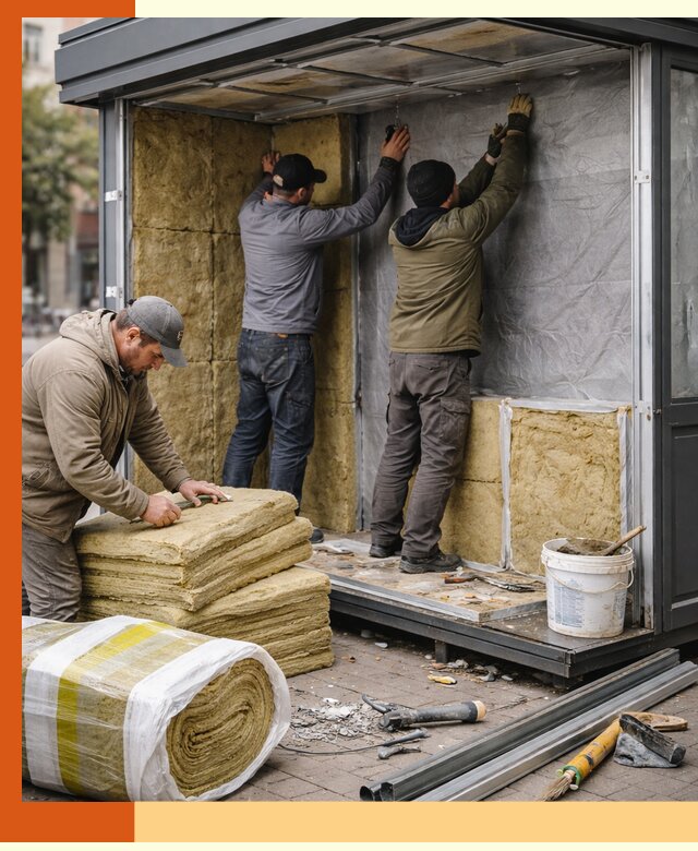 Утепление павильона шаурмы под ключ в Чехове
