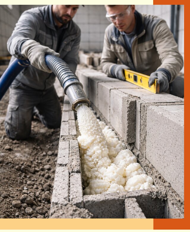 Заполнение колодцевой кладки ППУ в Чехове от 4270 руб. за м2 | ТепломастерЧхв