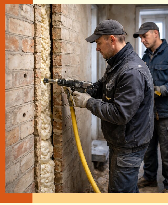 Межстеновое утепление пенополиуретаном в Чехове