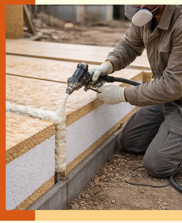 Утепление СИП-панелей пенополиуретаном (ППУ) в Чехове