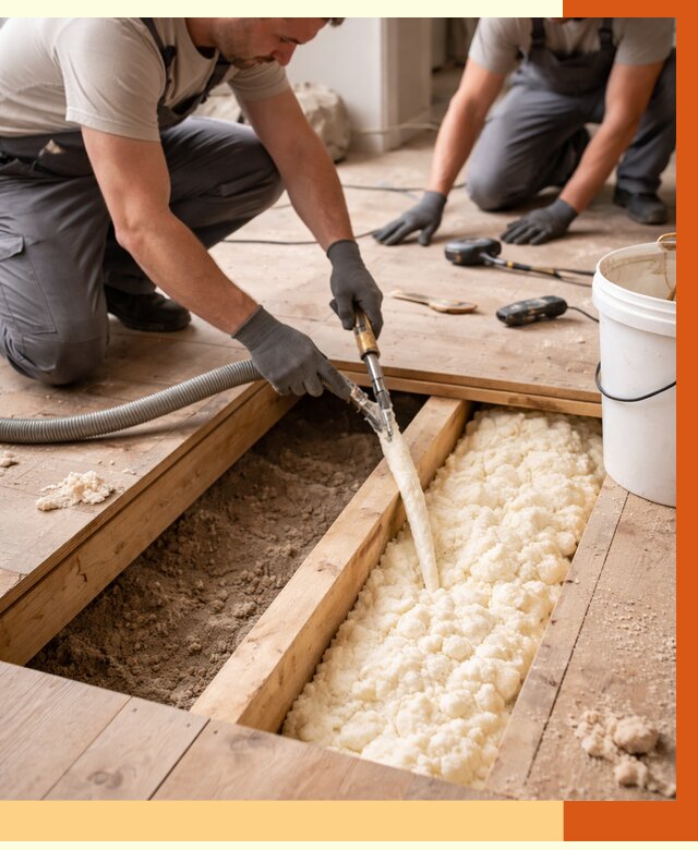 Заполнение пустот пола в Чехове от 2745 руб. — утепление пустот пола под ключ | ТепломастерЧхв