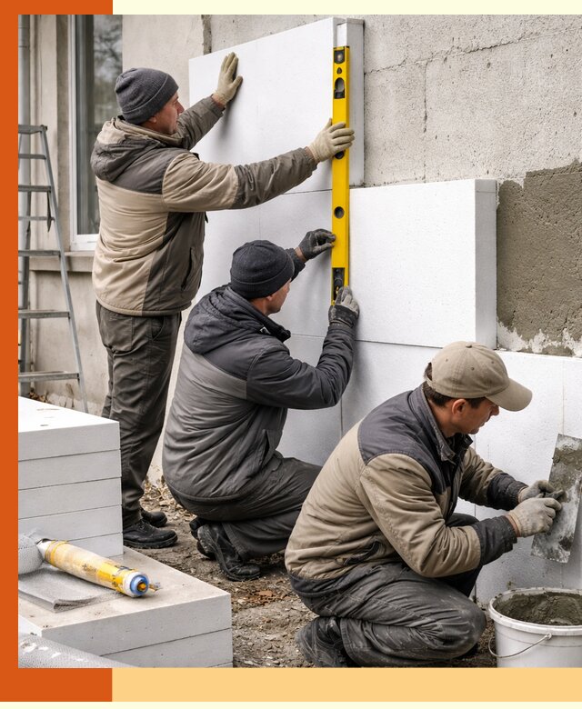 Утепление пенопластом наружных стен и фасадов в Чехове