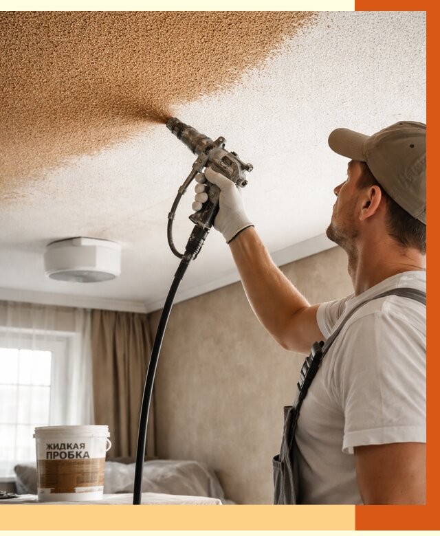 Утепление потолка жидкой пробкой в Чехове от 3558 руб. | ТепломастерЧхв