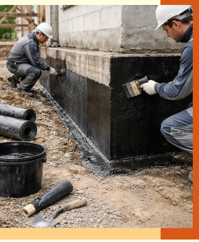 Гидроизоляция фундамента в Чехове от 1271 руб. — профессионально, под ключ | ТепломастерЧхв