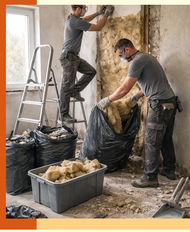 Демонтаж старого утеплителя и вывоз отходов в Чехове