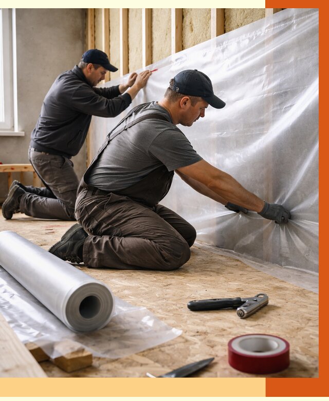 Монтаж пароизоляции в Чехове от 2542 руб. — установка и укладка под ключ | ТепломастерЧхв